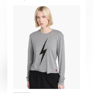 Aviator Nation Gray Long Sleeve with Black Lightning Bolt